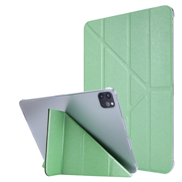 For iPad Air 13 2025 / 2024 / iPad Pro 12.9 2022 / 2021 Silk Texture Horizontal Deformation Flip Leather Tablet Case with Holder(Green) - iPad Pro 12.9 (2022/2021) Cases by PMC TechLife | Online Shopping South Africa | PMC TechLife | Buy Now Pay Later Mobicred