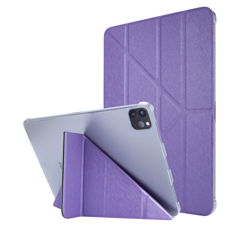 For iPad Air 13 2025 / 2024 / iPad Pro 12.9 2022 / 2021 Silk Texture Horizontal Deformation Flip Leather Tablet Case with Holder(Purple) - iPad Pro 12.9 (2022/2021) Cases by PMC TechLife | Online Shopping South Africa | PMC TechLife | Buy Now Pay Later Mobicred