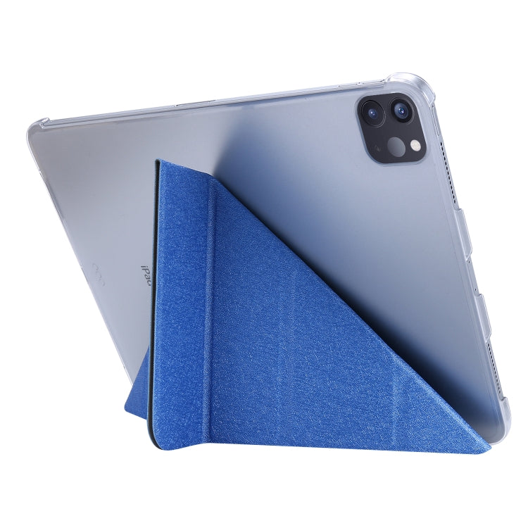For iPad Air 13 2025 / 2024 / iPad Pro 12.9 2022 / 2021 Silk Texture Horizontal Deformation Flip Leather Tablet Case with Holder(Blue) - iPad Pro 12.9 (2022/2021) Cases by PMC TechLife | Online Shopping South Africa | PMC TechLife | Buy Now Pay Later Mobicred