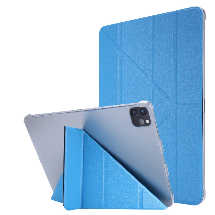 For iPad Air 13 2024 / iPad Pro 12.9 2022 / 2021 Silk Texture Horizontal Deformation Flip Leather Tablet Case with Holder(Light Blue) - iPad Pro 12.9 (2022/2021) Cases by PMC TechLife | Online Shopping South Africa | PMC TechLife | Buy Now Pay Later Mobicred