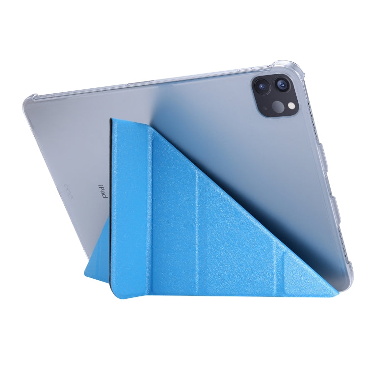 For iPad Air 13 2024 / iPad Pro 12.9 2022 / 2021 Silk Texture Horizontal Deformation Flip Leather Tablet Case with Holder(Light Blue) - iPad Pro 12.9 (2022/2021) Cases by PMC TechLife | Online Shopping South Africa | PMC TechLife | Buy Now Pay Later Mobicred