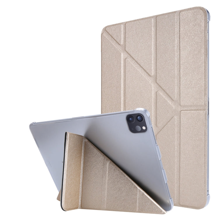 For iPad Air 13 2025 / 2024 / iPad Pro 12.9 2022 / 2021 Silk Texture Horizontal Deformation Flip Leather Tablet Case with Holder(Gold) - iPad Pro 12.9 (2022/2021) Cases by PMC TechLife | Online Shopping South Africa | PMC TechLife | Buy Now Pay Later Mobicred