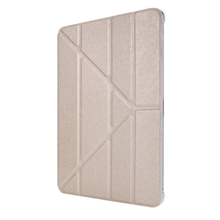 For iPad Air 13 2025 / 2024 / iPad Pro 12.9 2022 / 2021 Silk Texture Horizontal Deformation Flip Leather Tablet Case with Holder(Gold) - iPad Pro 12.9 (2022/2021) Cases by PMC TechLife | Online Shopping South Africa | PMC TechLife | Buy Now Pay Later Mobicred