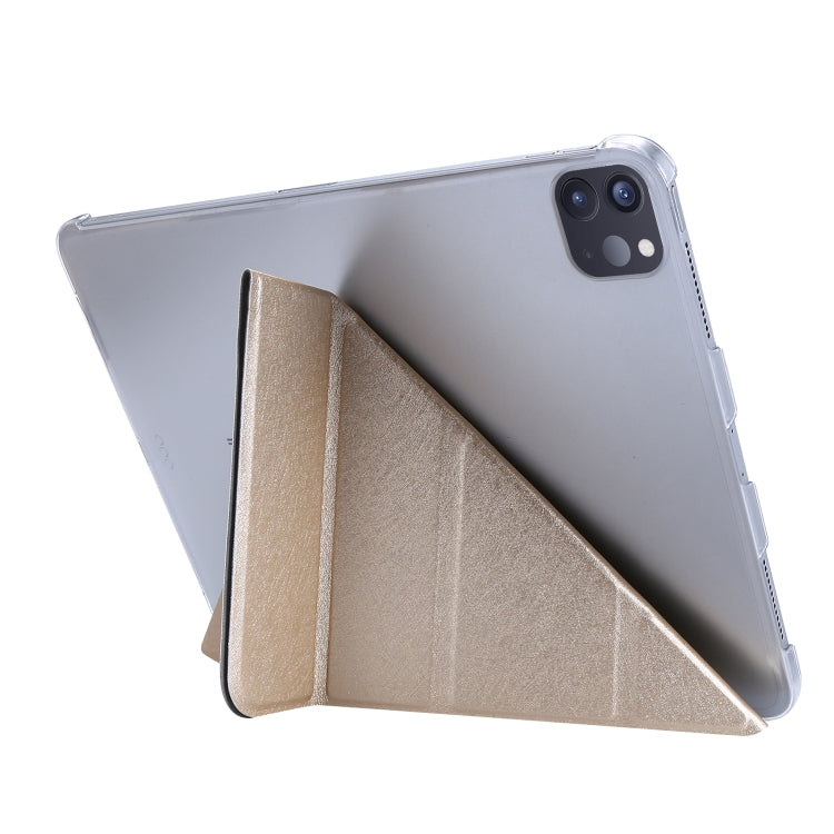 For iPad Air 13 2025 / 2024 / iPad Pro 12.9 2022 / 2021 Silk Texture Horizontal Deformation Flip Leather Tablet Case with Holder(Gold) - iPad Pro 12.9 (2022/2021) Cases by PMC TechLife | Online Shopping South Africa | PMC TechLife | Buy Now Pay Later Mobicred