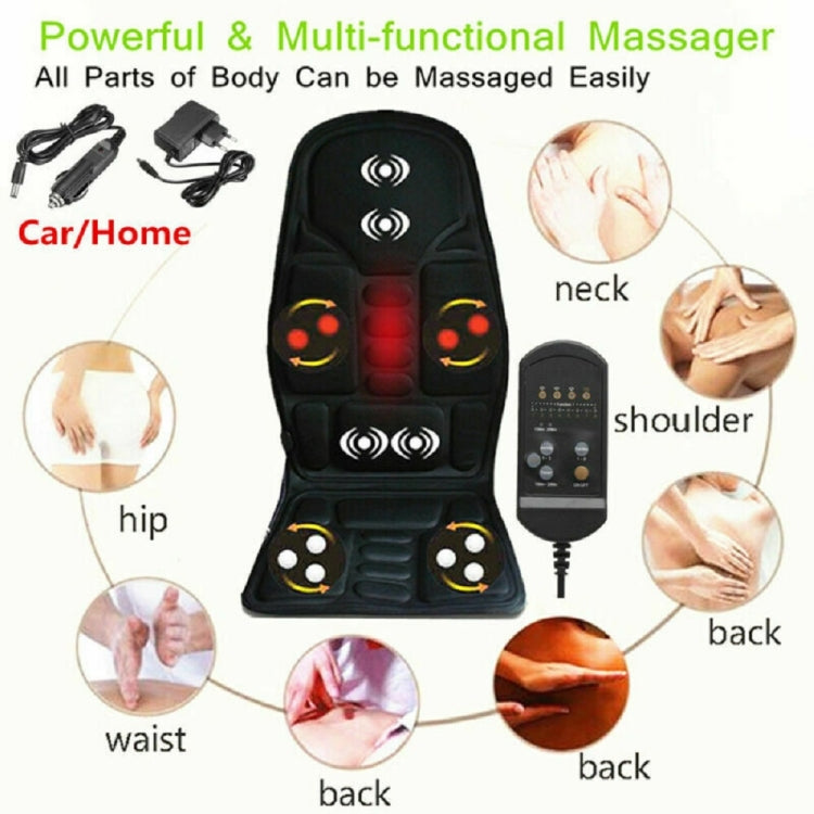 7 Massage Heads 8 Modes Car / Household Multifunctional Whole Body Cervical Massage Seat Cushion, Plug Type:EU Plug(Black) - Seat Accessories by PMC TechLife | Online Shopping South Africa | PMC TechLife | Buy Now Pay Later Mobicred