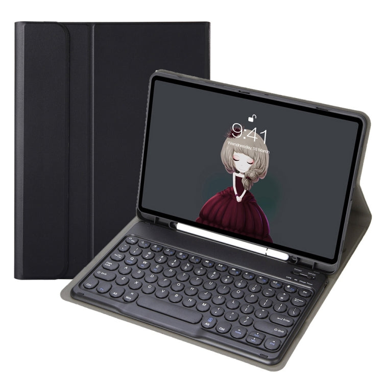 YA11B 2021 Detachable Lambskin Texture Round Keycap Bluetooth Keyboard Leather Tablet Case with Pen Slot & Stand For iPad Pro 11 (2021)(Black) - For iPad Pro by PMC TechLife | Online Shopping South Africa | PMC TechLife