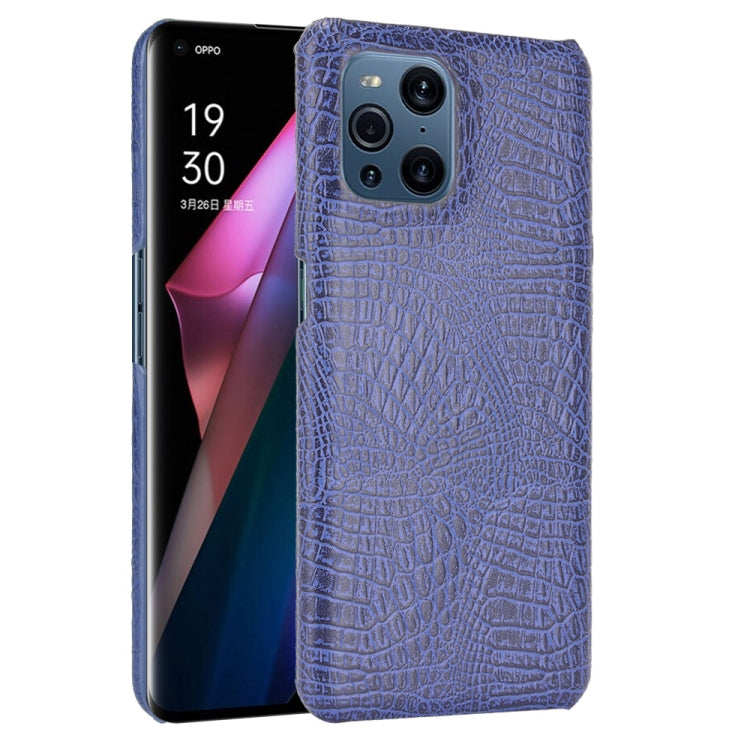 For OPPO Find X3 / X3 Pro Shockproof Crocodile Texture PC + PU Case(Blue) - OPPO Cases by PMC TechLife | Online Shopping South Africa | PMC TechLife | Buy Now Pay Later Mobicred