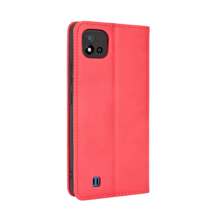 For OPPO Realme C11 2021 / Realme C20 / Realme C20a Magnetic Buckle Retro Crazy Horse Texture Horizontal Flip Leather Case with Holder & Card Slots & Photo Frame(Red) - Realme Cases by PMC TechLife | Online Shopping South Africa | PMC TechLife | Buy Now Pay Later Mobicred