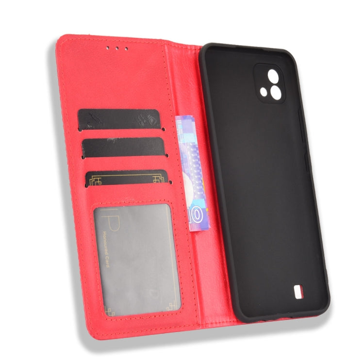 For OPPO Realme C11 2021 / Realme C20 / Realme C20a Magnetic Buckle Retro Crazy Horse Texture Horizontal Flip Leather Case with Holder & Card Slots & Photo Frame(Red) - Realme Cases by PMC TechLife | Online Shopping South Africa | PMC TechLife | Buy Now Pay Later Mobicred
