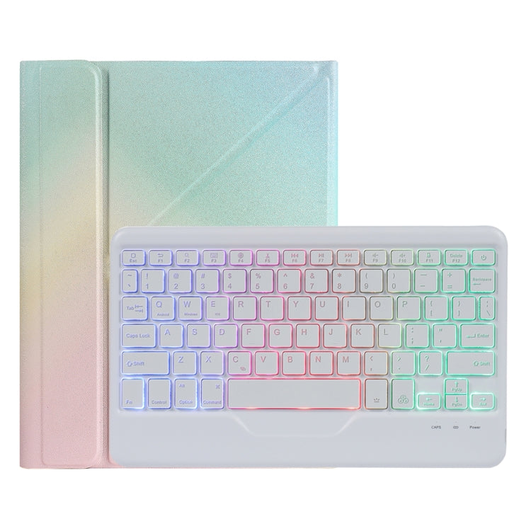 B07S Splittable Backlight Bluetooth Keyboard Leather Tablet Case with Triangle Holder & Pen Slot For iPad 9.7 2018 & 2017 / Pro 9.7 / Air 2(Gradient Rainbow) - Universal by PMC TechLife | Online Shopping South Africa | PMC TechLife