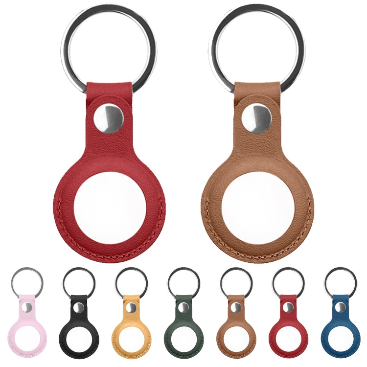 Mutural PU Leather Protective Case with Key Ring for AirTag(Brown) - Other by Mutural | Online Shopping South Africa | PMc TechLife | Buy Now Pay Later Mobicred