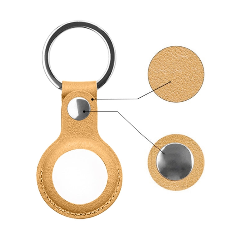Mutural PU Leather Protective Case with Key Ring for AirTag(Yellow) -  by Mutural | Online Shopping South Africa | PMc TechLife | Buy Now Pay Later Mobicred