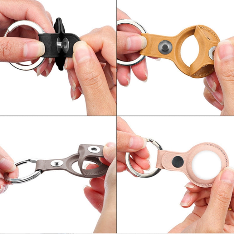 Mutural PU Leather Protective Case with Key Ring for AirTag(Red) -  by Mutural | Online Shopping South Africa | PMc TechLife | Buy Now Pay Later Mobicred