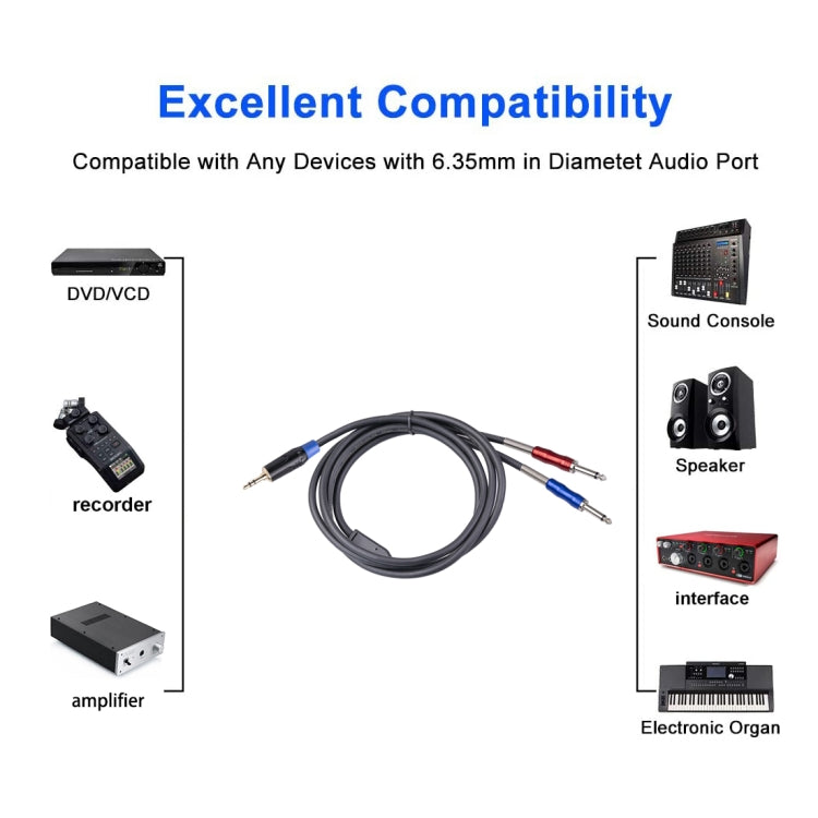 TC195BULS01-30 3.5mm Male to Dual 6.35mm Mono Male Audio Cable, Length:3m - Microphone Audio Cable & Connector by PMC TechLife | Online Shopping South Africa | PMC TechLife | Buy Now Pay Later Mobicred