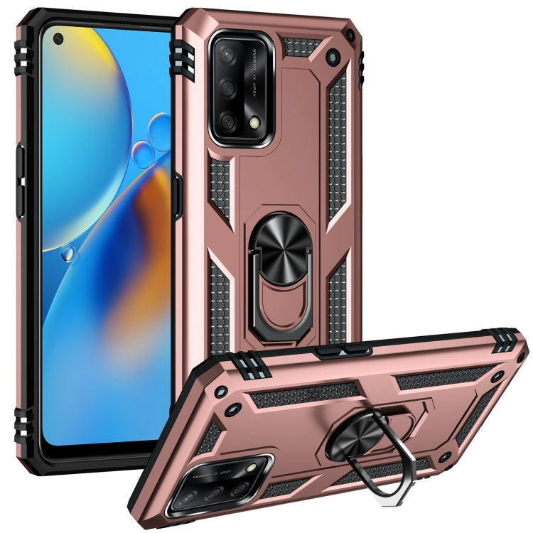 For OPPO A74 4G / F19 Shockproof TPU + PC Protective Case with 360 Degree Rotating Holder(Rose Gold) - OPPO Cases by PMC TechLife | Online Shopping South Africa | PMC TechLife | Buy Now Pay Later Mobicred