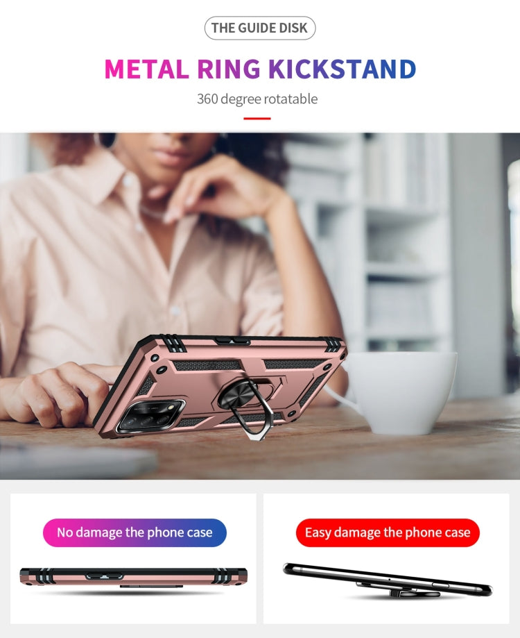 For OPPO A74 4G / F19 Shockproof TPU + PC Protective Case with 360 Degree Rotating Holder(Rose Gold) - OPPO Cases by PMC TechLife | Online Shopping South Africa | PMC TechLife | Buy Now Pay Later Mobicred