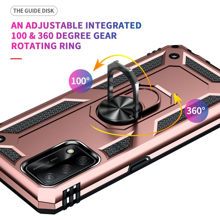For OPPO A74 4G / F19 Shockproof TPU + PC Protective Case with 360 Degree Rotating Holder(Rose Gold) - OPPO Cases by PMC TechLife | Online Shopping South Africa | PMC TechLife | Buy Now Pay Later Mobicred