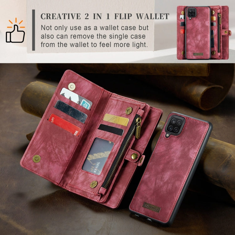 For Samsung Galaxy A12 CaseMe Detachable Multifunctional Horizontal Flip Leather Case, with Card Slot & Holder & Zipper Wallet & Photo Frame(Red) - free shipping - PMC Jewellery - Order now!