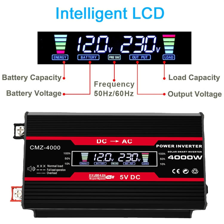 Zhizun Modified Sinewave 12V to 110V 4000W Car Power Inverter(Black) - Modified Square Wave by PMC TechLife | Online Shopping South Africa | PMC TechLife | Buy Now Pay Later Mobicred