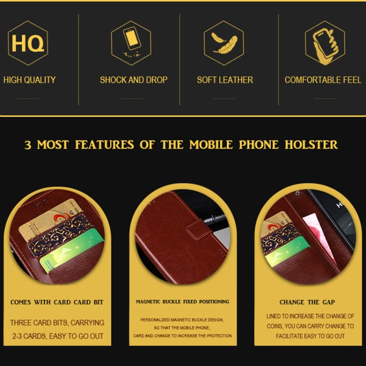 For Wiko Power U10 idewei Crazy Horse Texture Horizontal Flip Leather Case with Holder & Card Slots & Wallet(Brown) - More Brand by idewei | Online Shopping South Africa | PMC Jewellery | Buy Now Pay Later Mobicred