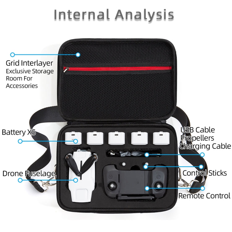 Single Shoulder Storage Bag Shockproof Waterproof Travel Carrying Cover Hard Case for FIMI X8 Mini(Black + Red Liner) -  by PMC TechLife | Online Shopping South Africa | PMC TechLife | Buy Now Pay Later Mobicred