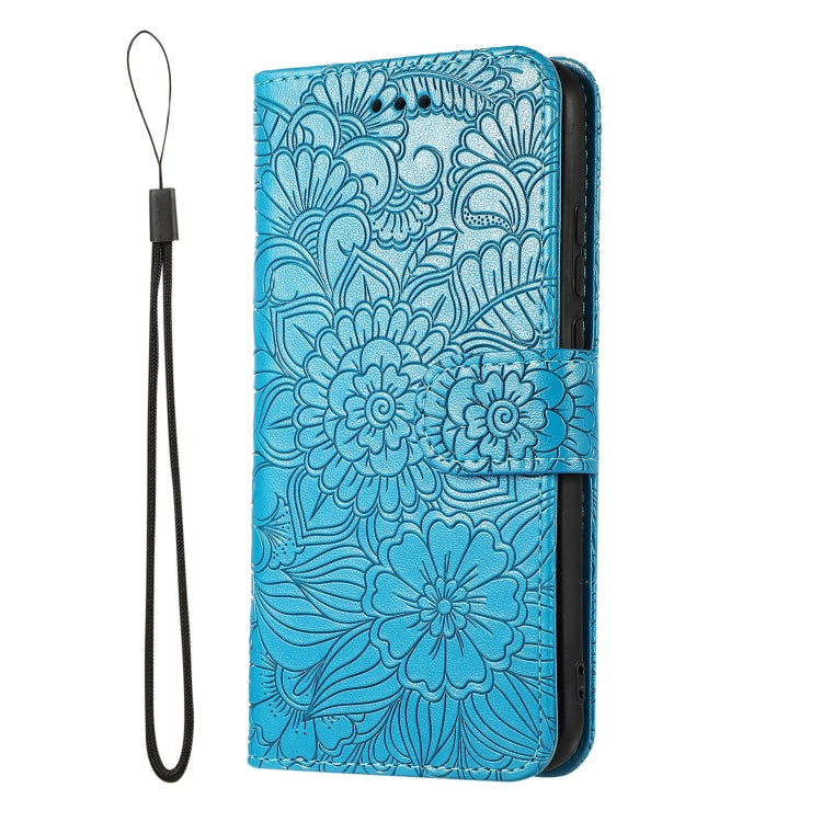 For Huawei P20 lite Skin Feel Embossed Sunflower Horizontal Flip Leather Case with Holder & Card Slots & Wallet & Lanyard(Blue) - Huawei Cases by PMC TechLife | Online Shopping South Africa | PMC TechLife