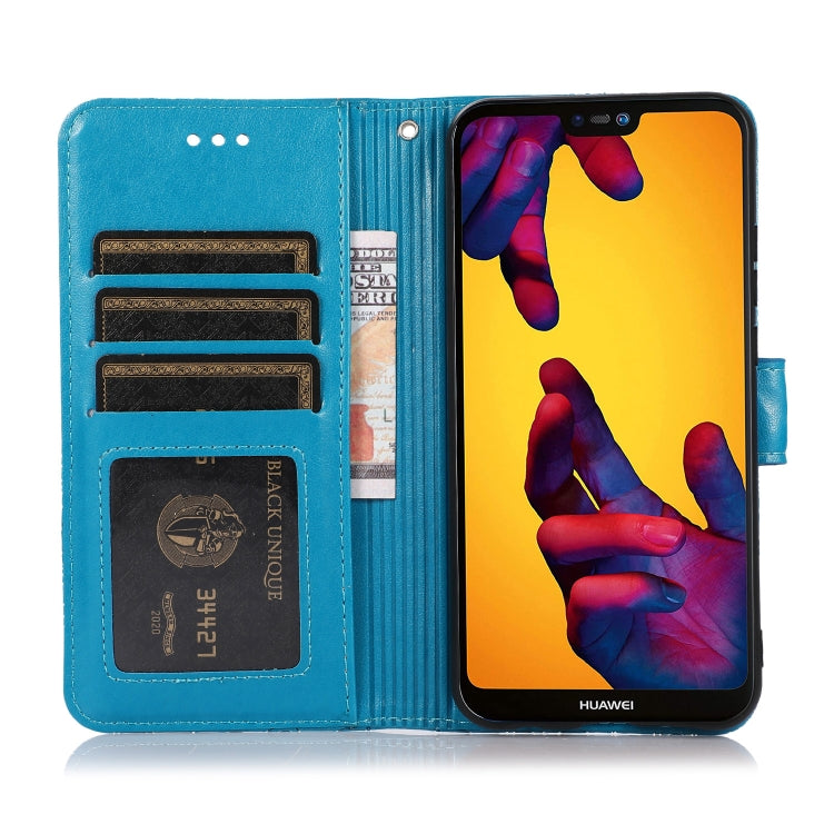 For Huawei P20 lite Skin Feel Embossed Sunflower Horizontal Flip Leather Case with Holder & Card Slots & Wallet & Lanyard(Blue) - Huawei Cases by PMC TechLife | Online Shopping South Africa | PMC TechLife