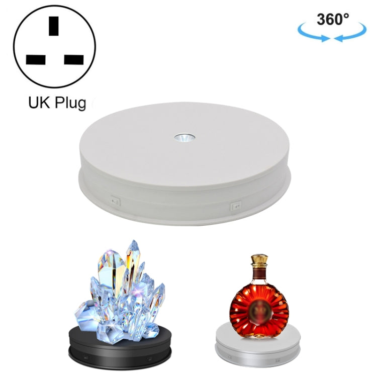 30cm Electric Rotating Turntable Display Stand  LED Light Video Shooting Props Turntable, Power Plug:220V UK Plug(White) - free shipping - PMc TechLife - Order now!