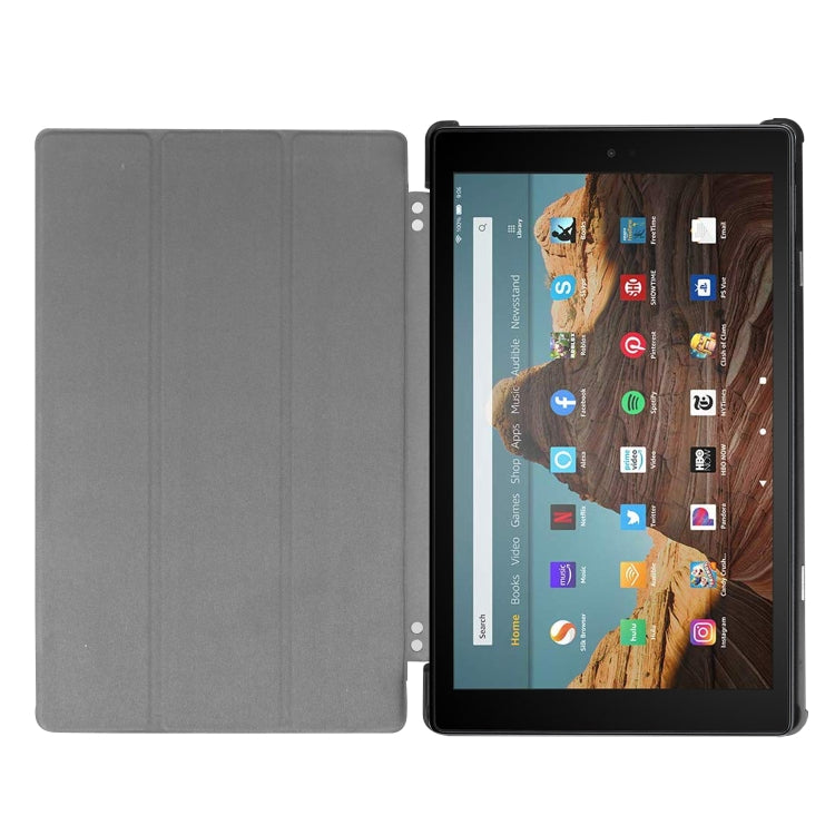 For Amazon Kindle Fire HD 10 2017 / 2019Custer Texture Horizontal Flip Leather Case with Three-folding Holder & Sleep / Wake-up Function(Black) - Amazon by PMC TechLife | Online Shopping South Africa | PMC TechLife | Buy Now Pay Later Mobicred