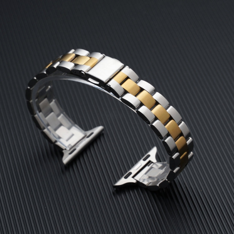 Three-beads Steel Watch Band For Apple Watch Series 9&8&7 41mm / SE 3&SE 2&6&SE&5&4 40mm / 3&2&1 38mm (Gold + Gold) - free shipping - PMC TechLife - Order now!