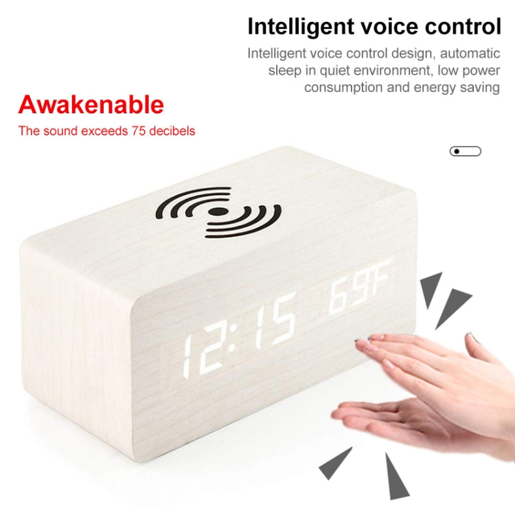 KD8801 5W Wooden Creative Wireless Charger LED Mirror Digital Display Sub-alarm Clock, Regular Style(Bamboo White Characters) - free shipping - PMC Jewellery - Order now!