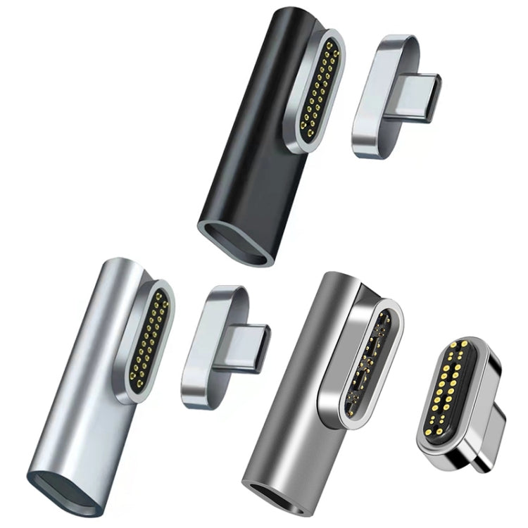 100W USB-C / Type-C Female to 20 Pin Magnetic USB-C / Type-C Male Elbow Adapter (Black) - Cable & Adapter by PMC TechLife | Online Shopping South Africa | PMC TechLife
