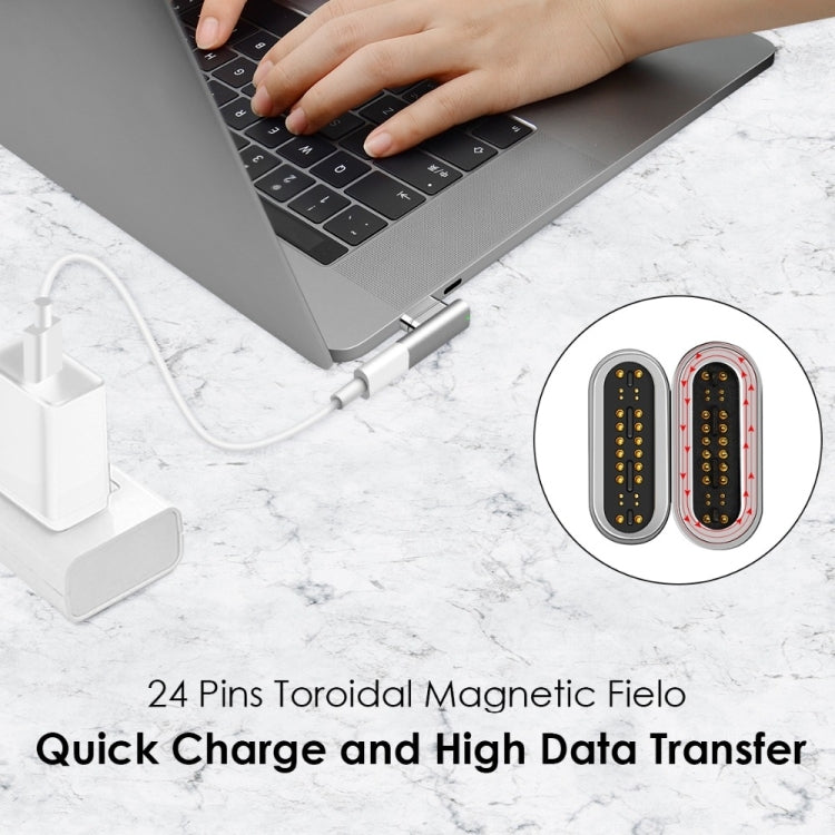 100W USB-C / Type-C Female to 20 Pin Magnetic USB-C / Type-C Male Elbow Adapter (Black) - Cable & Adapter by PMC TechLife | Online Shopping South Africa | PMC TechLife