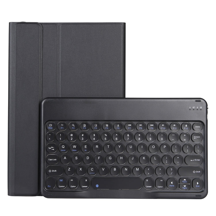For Lenovo Pad Plus 11 inch TB-J607F / Tab P11 11 inch TB-J606F / Pad 11 inch YAM12 Lambskin Texture Detachable Round Keycap Bluetooth Keyboard Leather Tablet Case with Holder(Black) - Lenovo Keyboard by PMC TechLife | Online Shopping South Africa | PMC TechLife