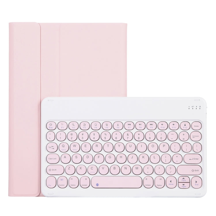 For Lenovo Pad Plus 11 inch TB-J607F / Tab P11 11 inch TB-J606F / Pad 11 inch YAM12 Lambskin Texture Detachable Round Keycap Bluetooth Keyboard Leather Tablet Case with Holder(Pink) - Lenovo Keyboard by PMC TechLife | Online Shopping South Africa | PMC TechLife