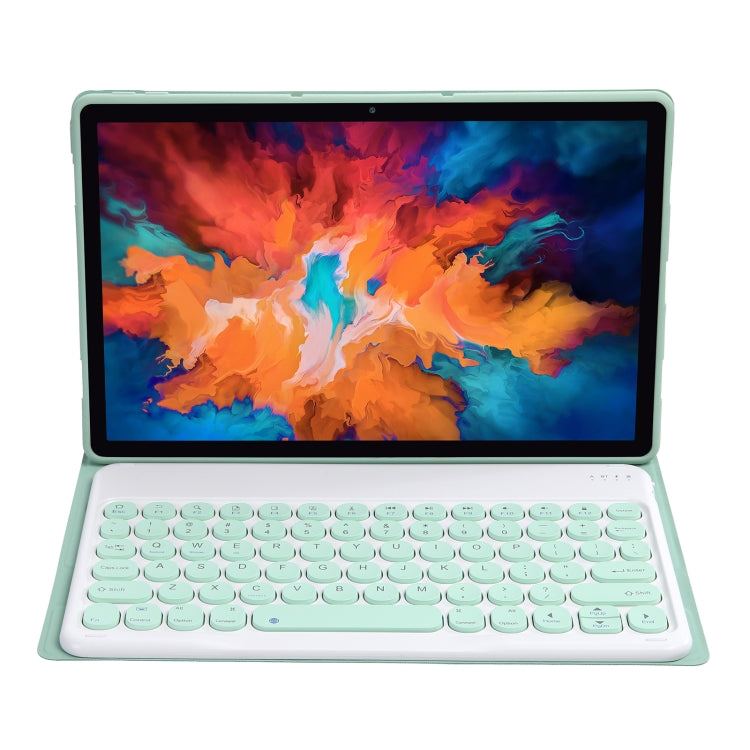 For Lenovo Pad Pro 11.5 inch 2021 TB-J716F / Tab P11 Pro 11.5 inch TB-J706F YAM13 Lambskin Texture Detachable Round Keycap Bluetooth Keyboard Leather Tablet Case with Holder(Light Green) - Lenovo Keyboard by PMC TechLife | Online Shopping South Africa | PMC TechLife