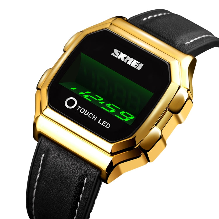 SKMEI 1650 Leather Strap Version LED Digital Display Electronic Watch with Touch Luminous Button(Gold) - free shipping - PMC TechLife - Order now!