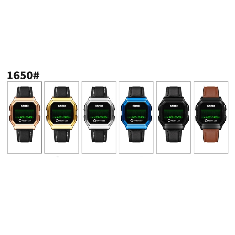 SKMEI 1650 Leather Strap Version LED Digital Display Electronic Watch with Touch Luminous Button(Black) - free shipping - PMC TechLife - Order now!