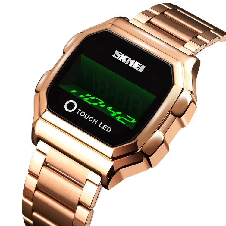 SKMEI 1650 Steel Strap Version LED Digital Display Electronic Watch with Touch Luminous Button(Rose Gold) - free shipping - PMC TechLife - Order now!