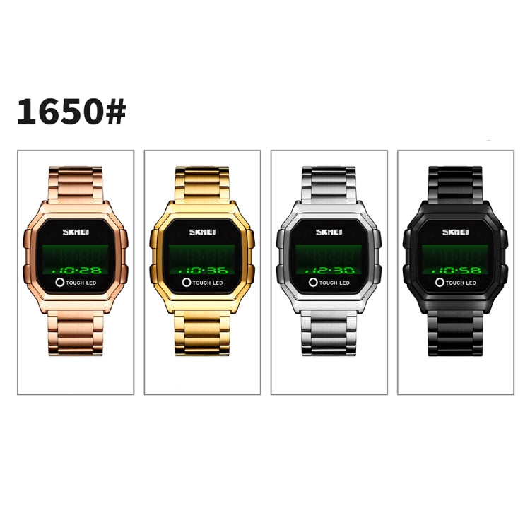 SKMEI 1650 Steel Strap Version LED Digital Display Electronic Watch with Touch Luminous Button(Rose Gold) - free shipping - PMC TechLife - Order now!