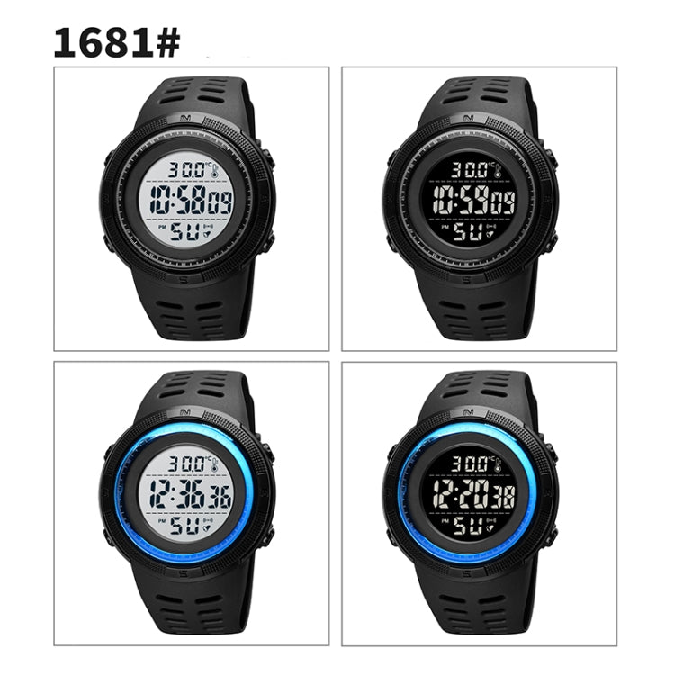 SKMEI 1681 Multifunctional LED Digital Display Luminous Electronic Watch, Support Body / Ambient Temperature Measurement(Black White) - free shipping - PMC TechLife - Order now!