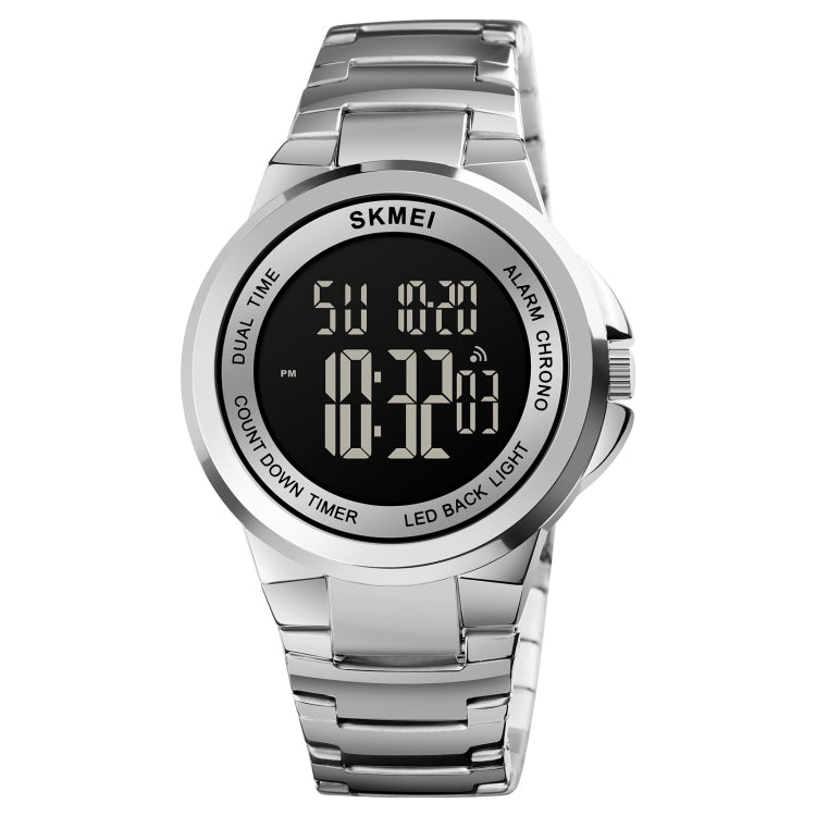 SKMEI 1712 Dual Time LED Digital Display Luminous Stainless Steel Strap Electronic Watch(Silver and Black) - free shipping - PMC TechLife - Order now!
