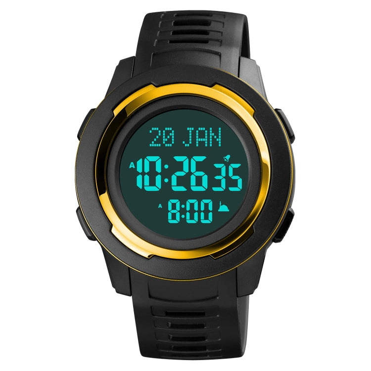 SKMEI 1729 Qibla Calendar Timing Multifunctional LED Digital Display Luminous Electronic Watch(Gold and Black) - free shipping - PMC TechLife - Order now!