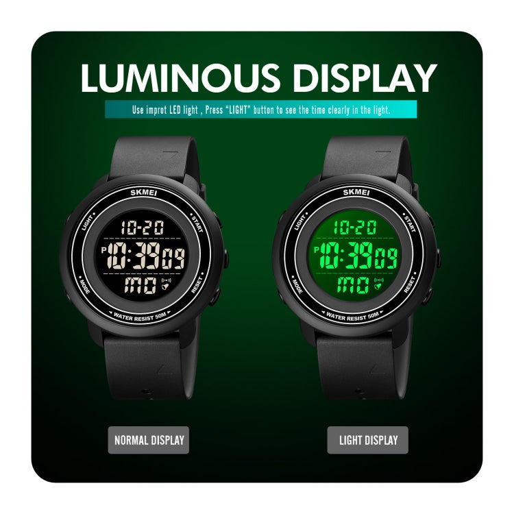 SKMEI 1736 Triplicate Round Dial Timing LED Digital Display Luminous Electronic Watch(Rose Red and Black) - free shipping - PMC TechLife - Order now!