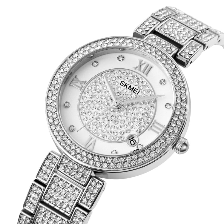 SKMEI 1739 Diamond Roman Numerals Round Dial Quartz Watch for Ladies(Silver) - free shipping - PMC TechLife - Order now!