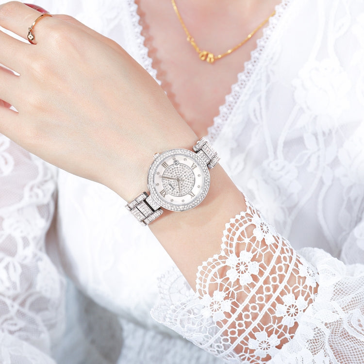 SKMEI 1739 Diamond Roman Numerals Round Dial Quartz Watch for Ladies(Silver) - free shipping - PMC TechLife - Order now!