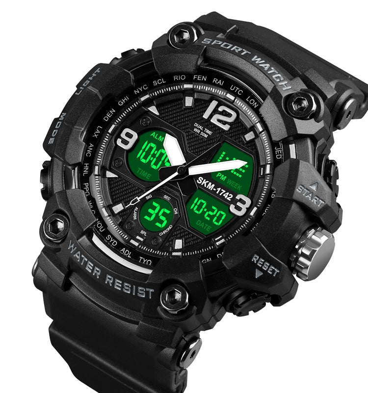 SKMEI 1742 Four-screen LED Digital Display Luminous Sports Shockproof Electronic Watch for Men(Black) - free shipping - PMC TechLife - Order now!