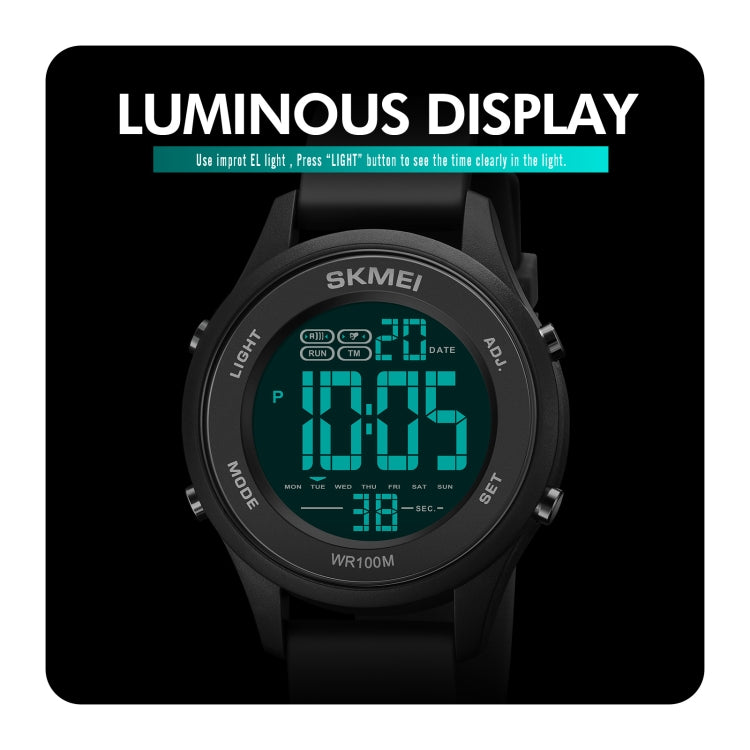 SKMEI 1758 Multifunctional LED Digital Display Luminous Silicone Strap Electronic Watch(Black White) - free shipping - PMC TechLife - Order now!