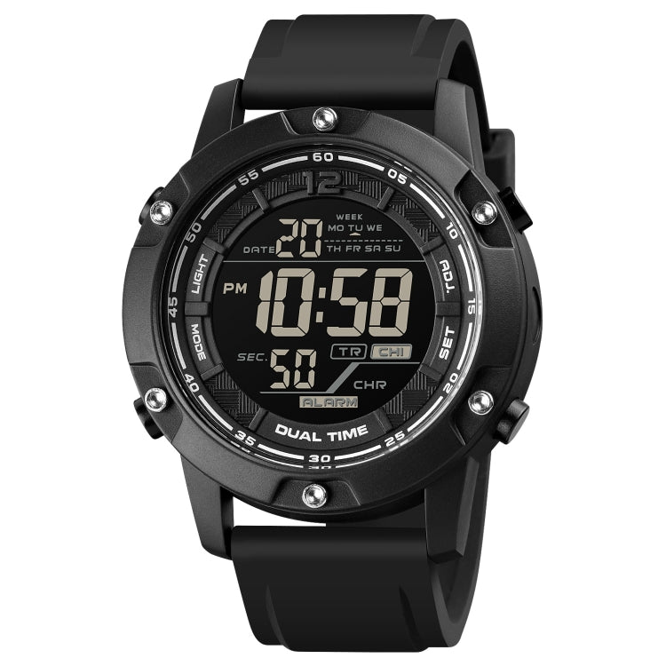 SKMEI 1762 Triplicate Round LED Dual Time Digital Display Waterproof Luminous Electronic Watch(Black) - free shipping - PMC TechLife - Order now!