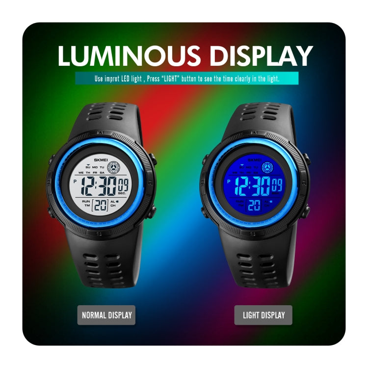 SKMEI 1773 Triplicate Round LED Dual Time Digital Display Colorful Backlight Electronic Watch(Red White) - free shipping - PMC TechLife - Order now!